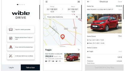 PRENÁJOM SPAĽOVACIEHO AUTA ČI ELEKTROMOBILU S KIA WIBLE DRIVE. STIAHNI APKU, PRENAJMI ONLINE A JAZDI HNEĎ