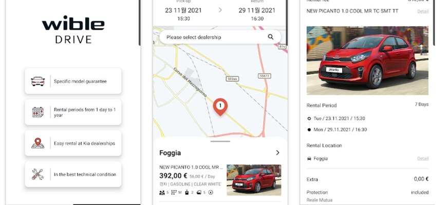 Prenájom spaľovacieho auta či elektromobilu s Kia wible DRIVE. Stiahni apku, prenajmi online a jazdi hneď