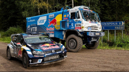 OBROVSKÝ KAMAZ NAHÁŇA VOLKSWAGEN POLO WRC